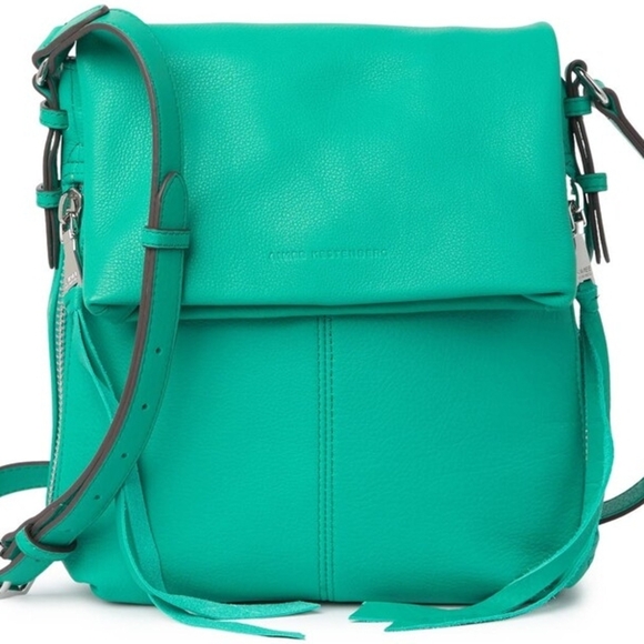 Aimee Kestenberg Teal Green Bali Leather Crossbody Bag with Adjustable Strap - Picture 3 of 17